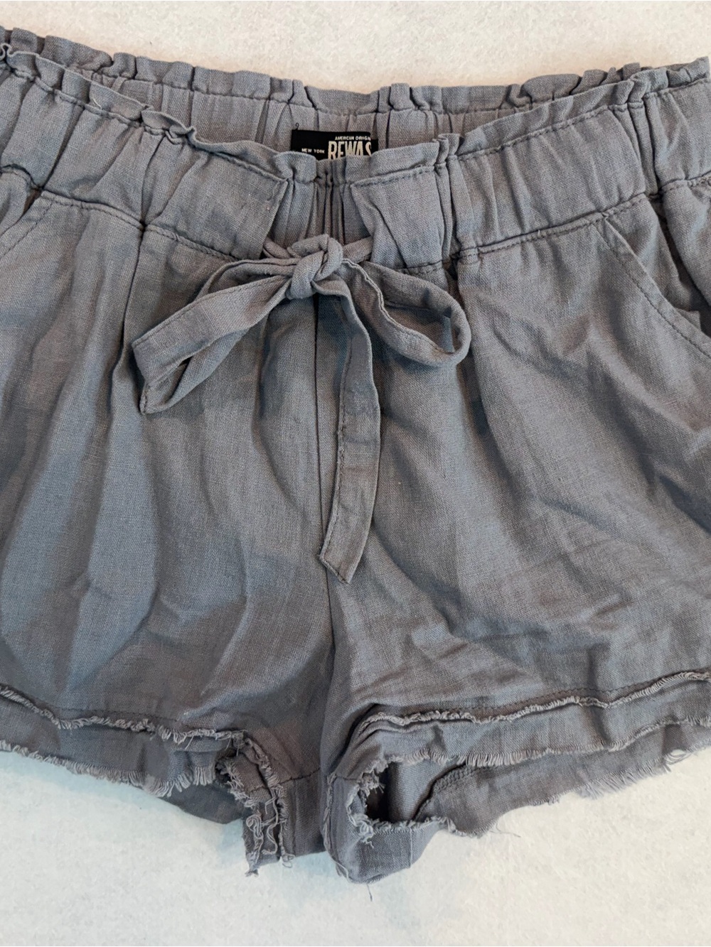 Re-Hash Women's Gray High-Waist Linen-Blend Shorts with Drawstring